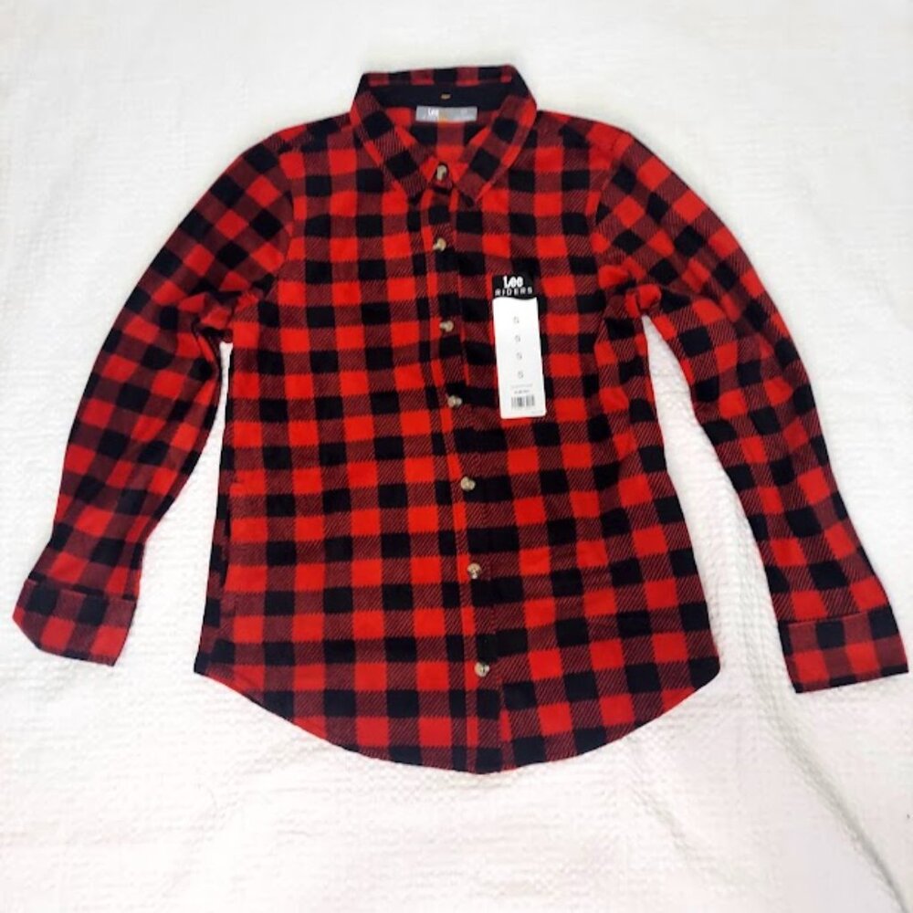 Lee Riders Women's Polar Fleece Top Small Red/Black‎ Plaid With Pockets New - Picture 6 of 14